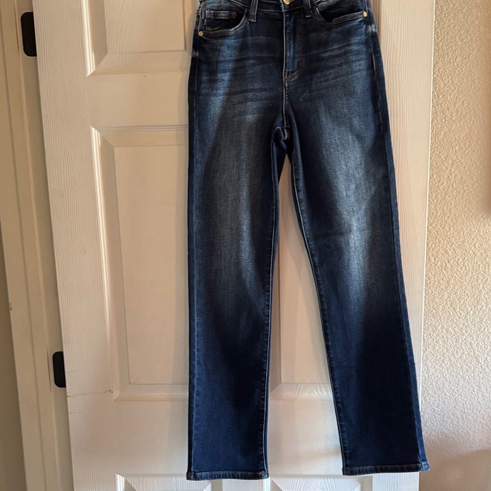 NWT Judy Blue Dark Wash Thermal Straight Leg Jeans